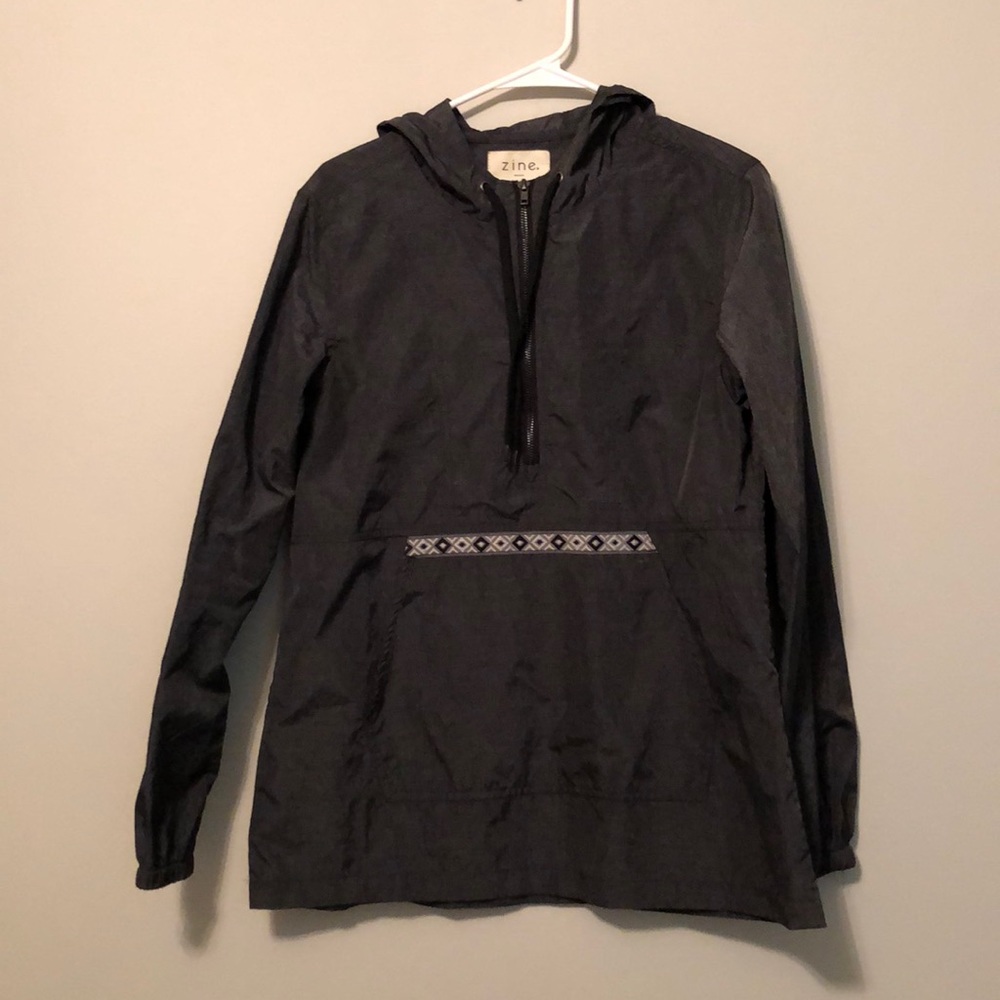 Half zip hooded rain jacket